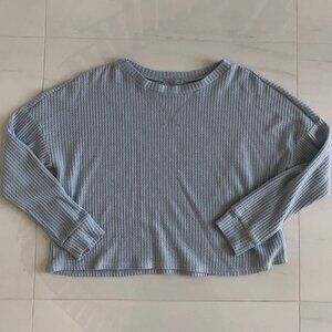 Charlotte Russe Waffle Knit Pale Blue Crop Top Size L